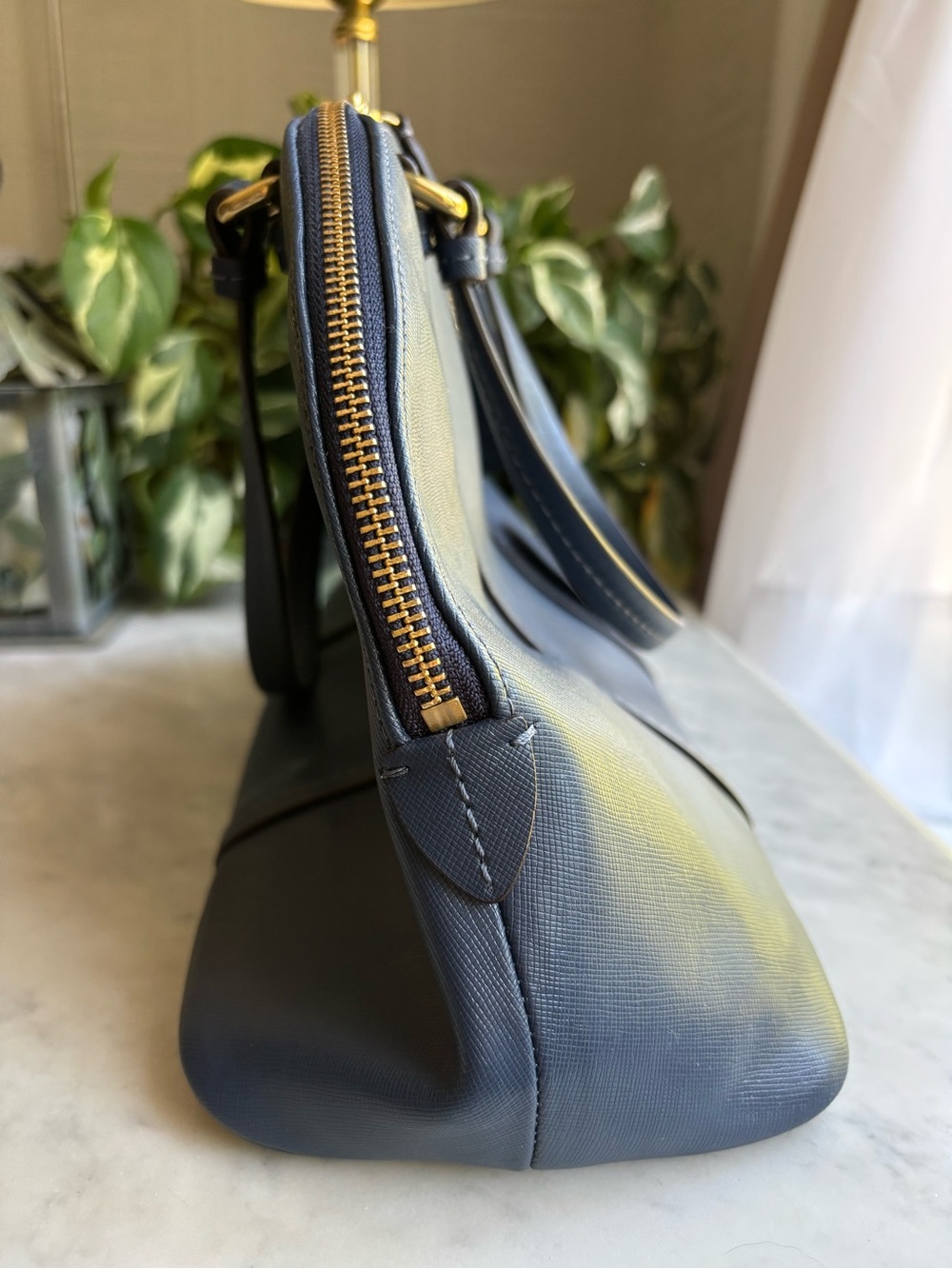 Coach Leather Dome Satchel Handbag in Navy - Picture 5 of 10